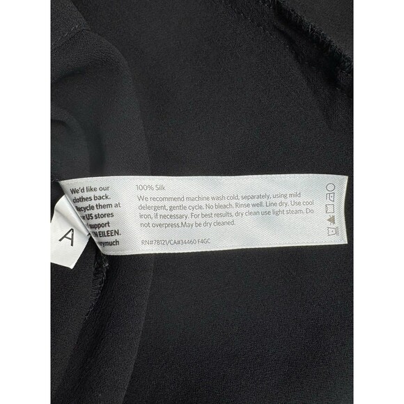 Eileen Fisher Slouchy Ankle Silk Pants Size Large Black Georgette Crepe Pull On - Picture 5 of 10